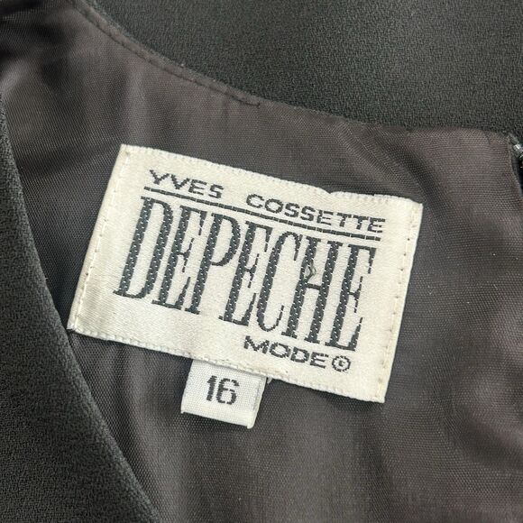 Vintage Depeche Dress Women's Size 16 Color Black Lined Yves Cossette Mode - Picture 6 of 12